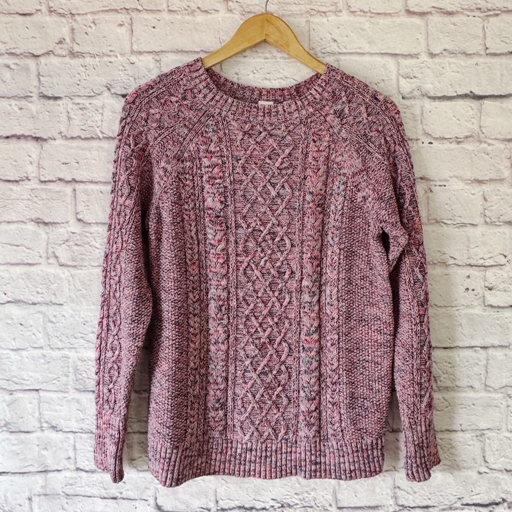 Gap Women’s Sweater Cable knit Marled Pink black white Size medium